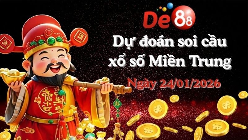 DE88 Dự đoán soi cầu xổ số miền Trung hôm nay ngày 24/01/2026 [Trúng Chắc]